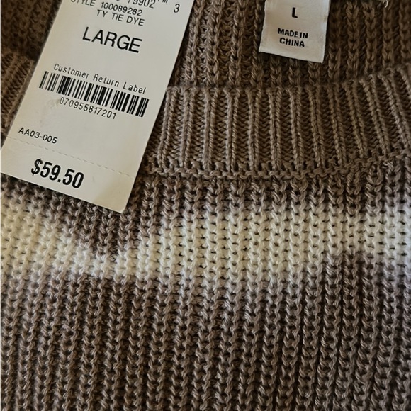 Bar III Brown and White Tie-Dye Sweater in size large. - Picture 3 of 3